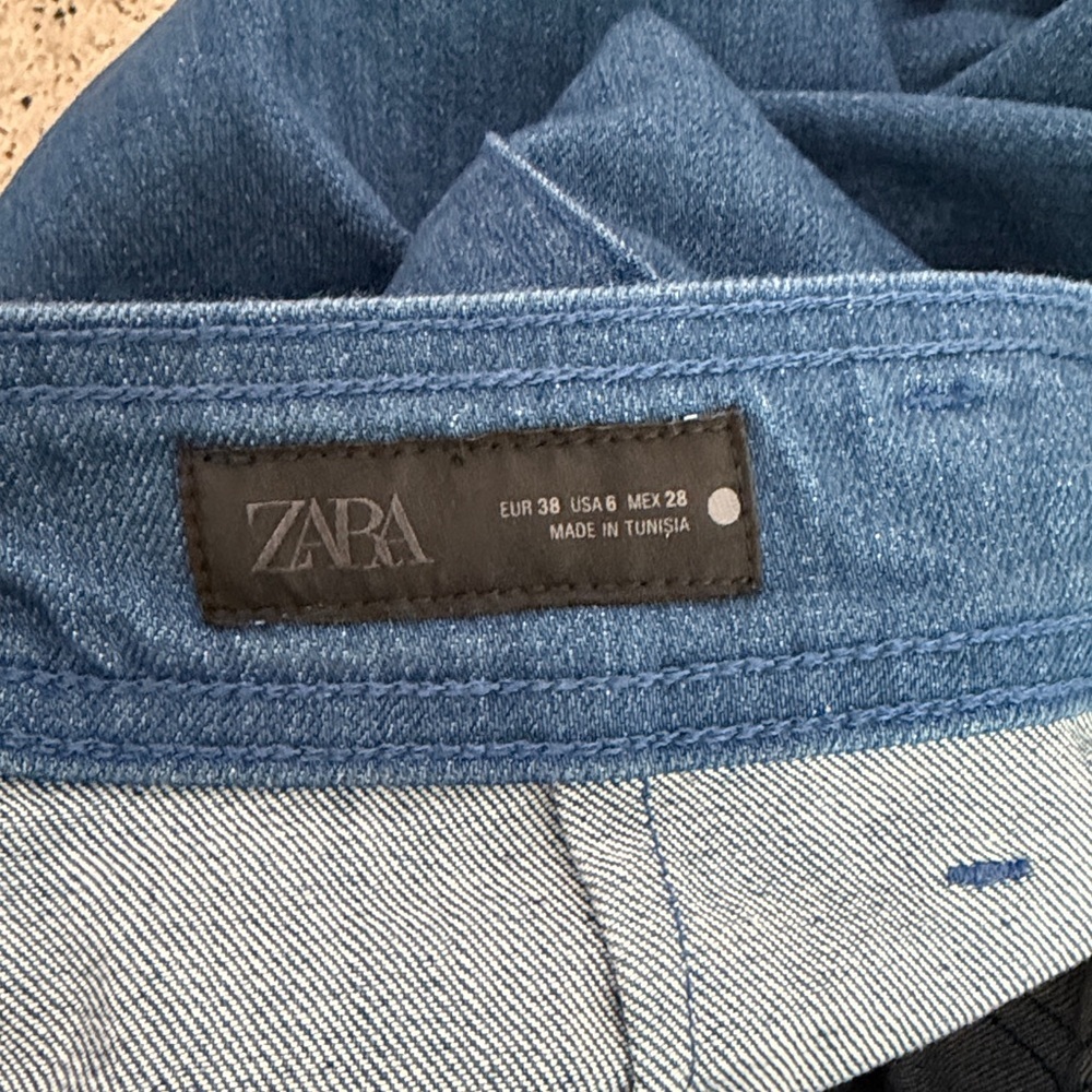 Zara high rise waist wide leg pocket front stretch jeans 6 - Picture 3 of 8